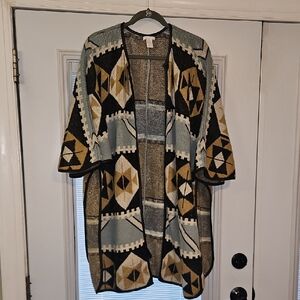 H&M HOBO Geometric Open Front Cardigan - Black, Tan, Cream